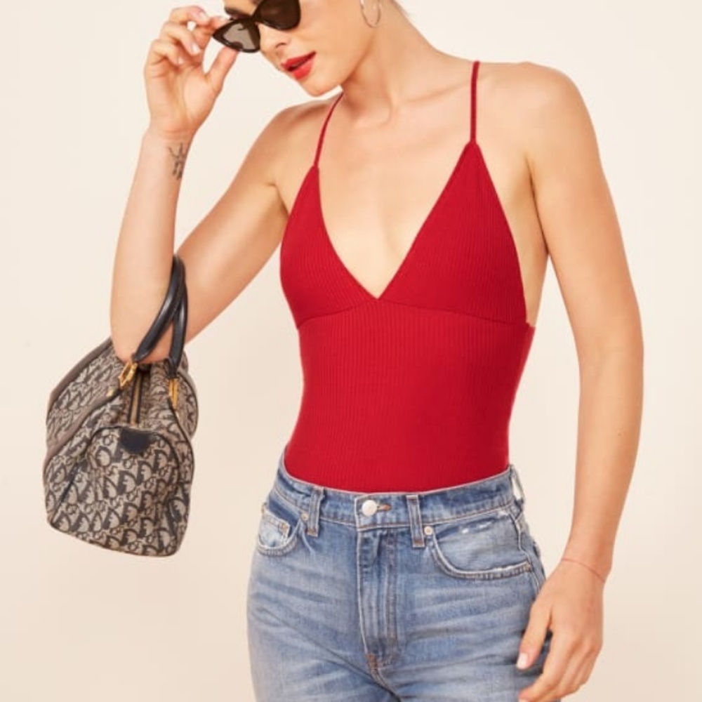 Reformation Guava Strappy Tank Top - Red - Medium